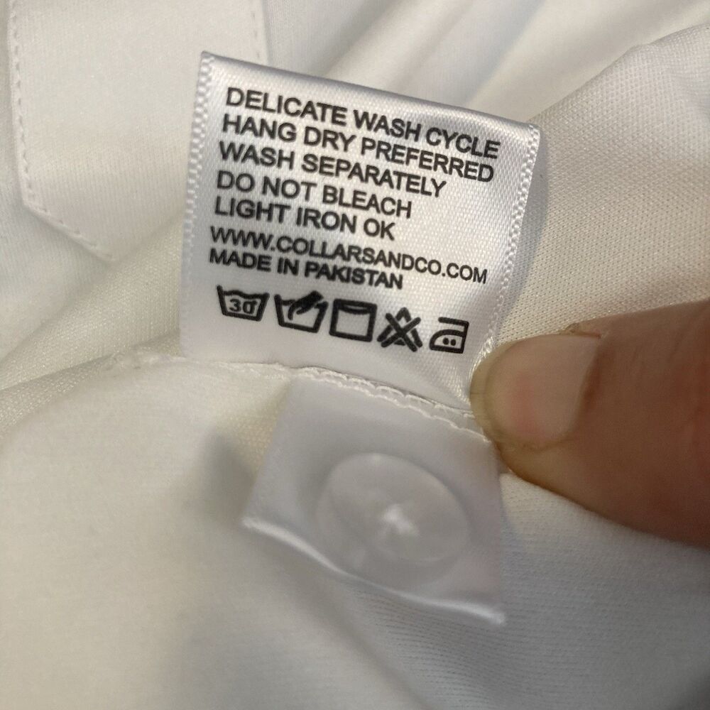 Collars & Co Dress Semi-spread Collar Polo Short Sleeve Sz Medium White NWOT - Picture 8 of 8